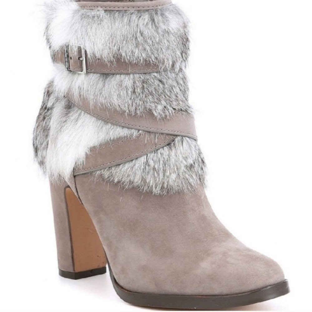 Louise et Cie Gray Fur Ankle Boots NIB 8 LO-SENECA